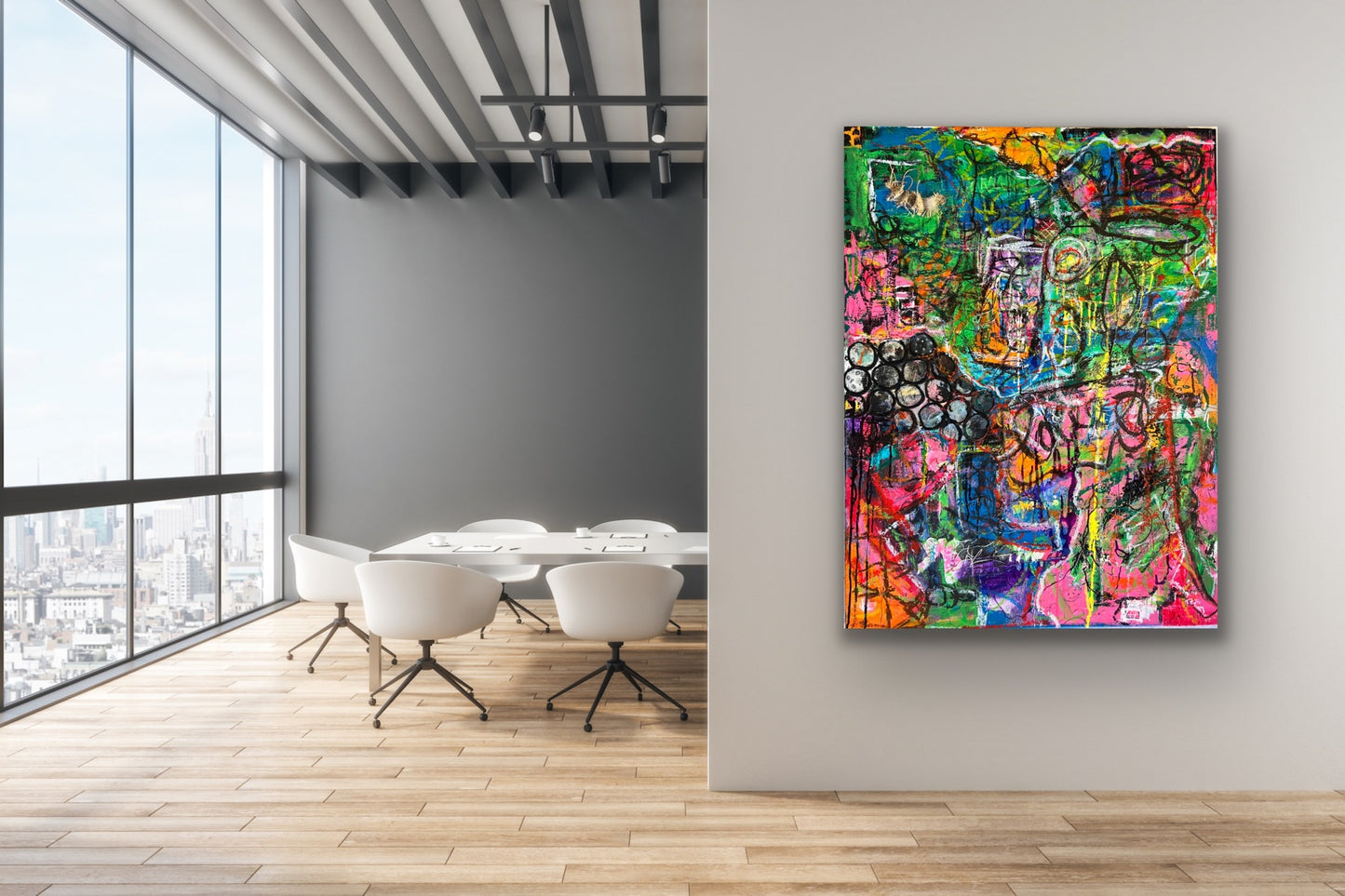 Multicolored Confusion Abstract Canvas Painting For dining Room by Cindy Trestman at Cindys Art