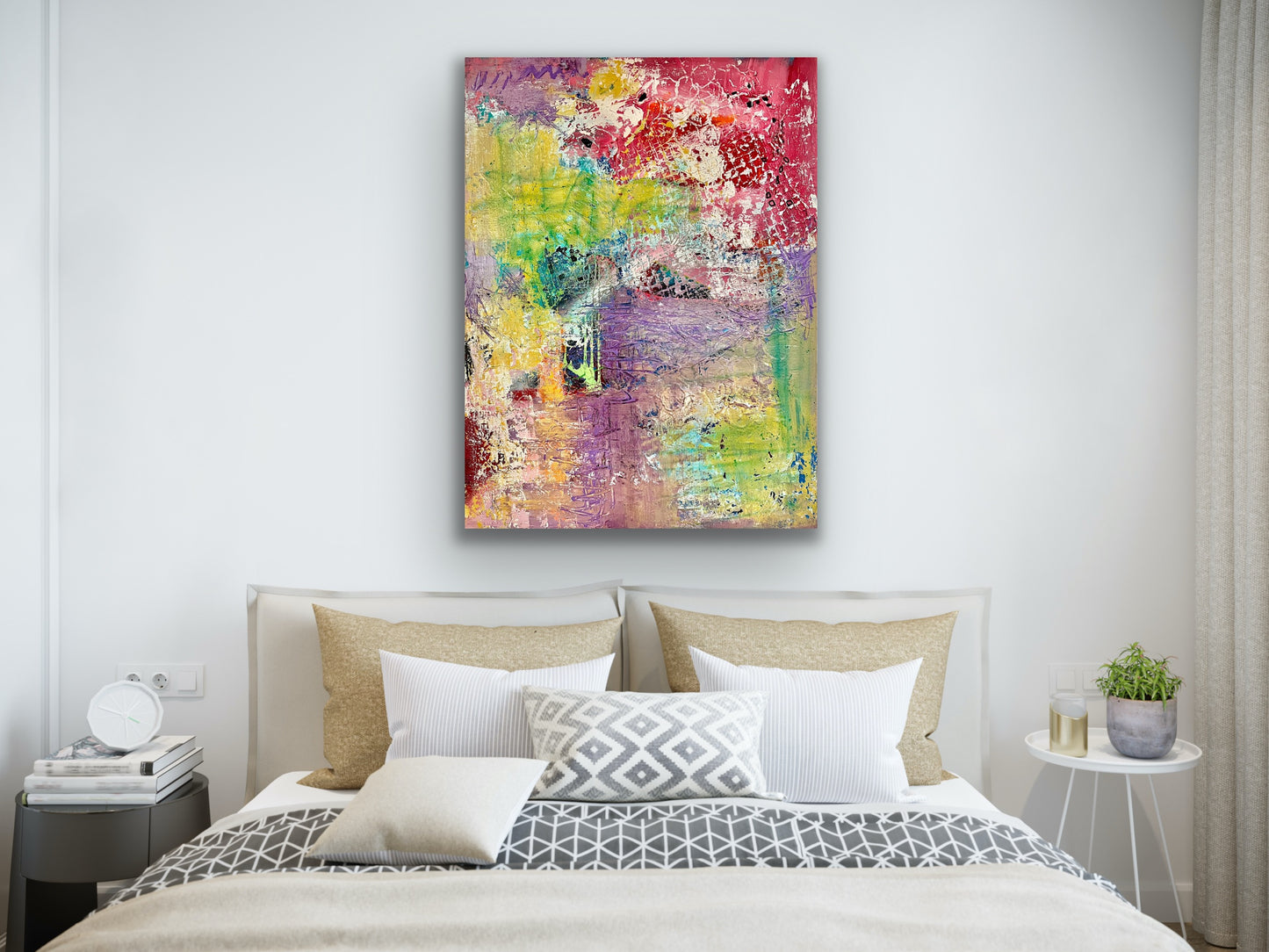 Purple Haze Canvas Painting By Cindy Trestman Bed Room