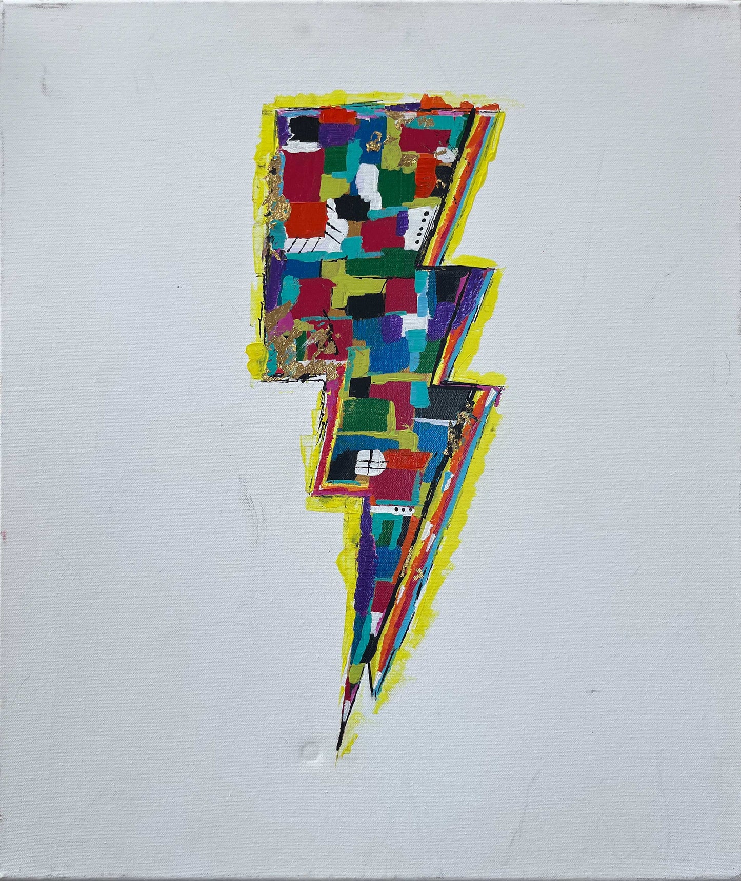 Colorful abstract lightning bolt painting by Cindy Trestman titled Power