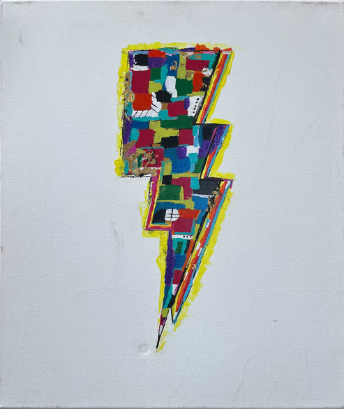Colorful abstract lightning bolt painting by Cindy Trestman titled Power