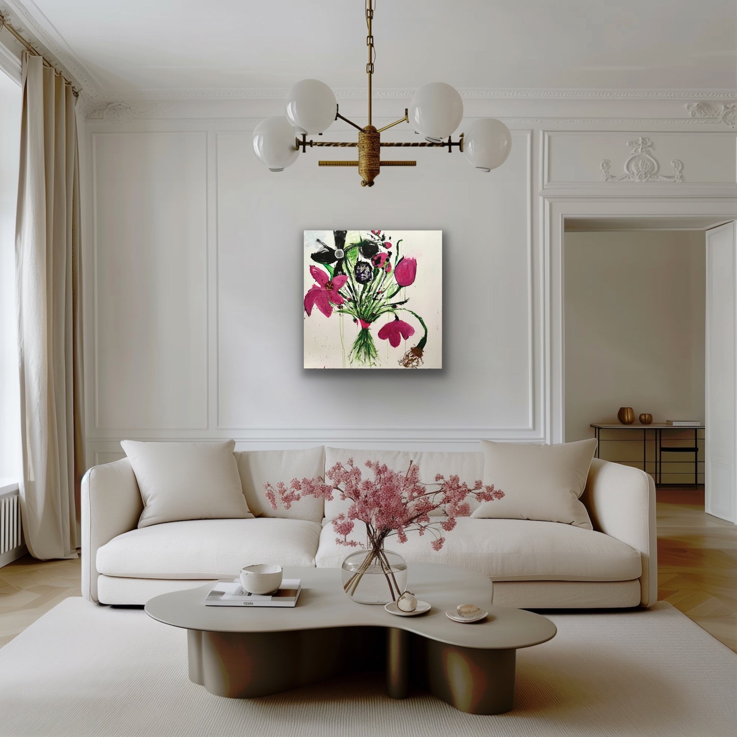 Colorful Textured Abstract Painting Bouquet By Cindy Trestman Dining Room