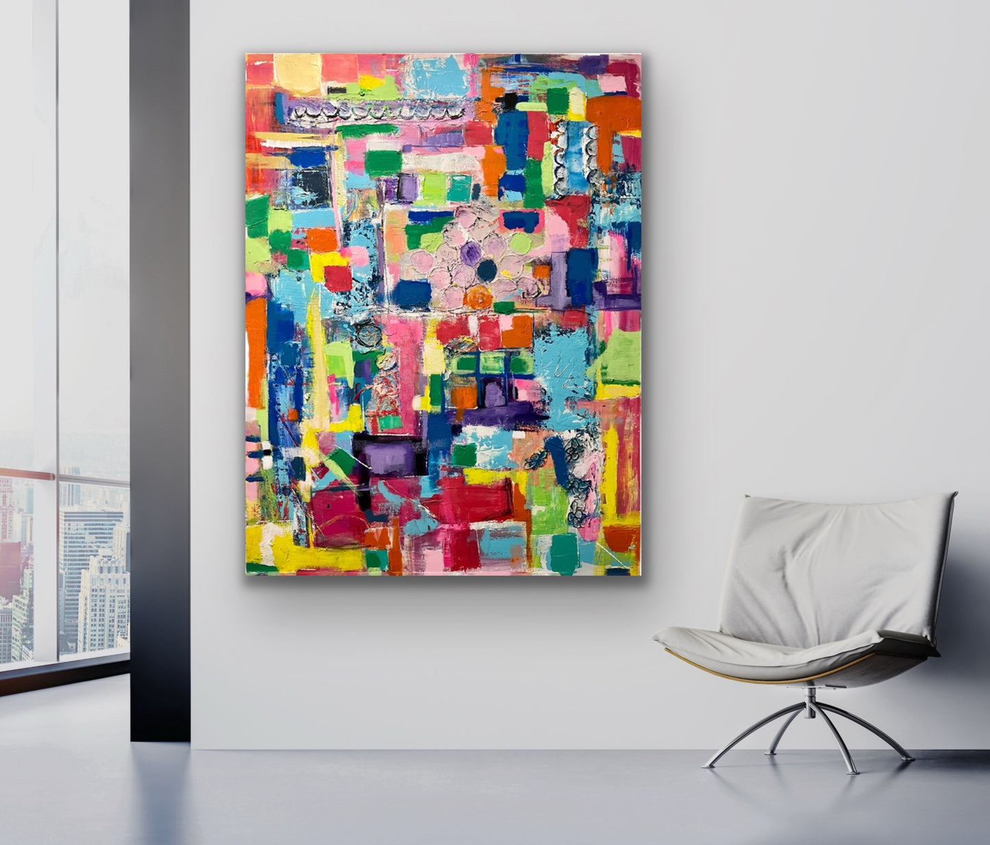 Colorful Textured Abstract Painting Wall Art Resonance of Joy By Cindy Trestman Office Artwork