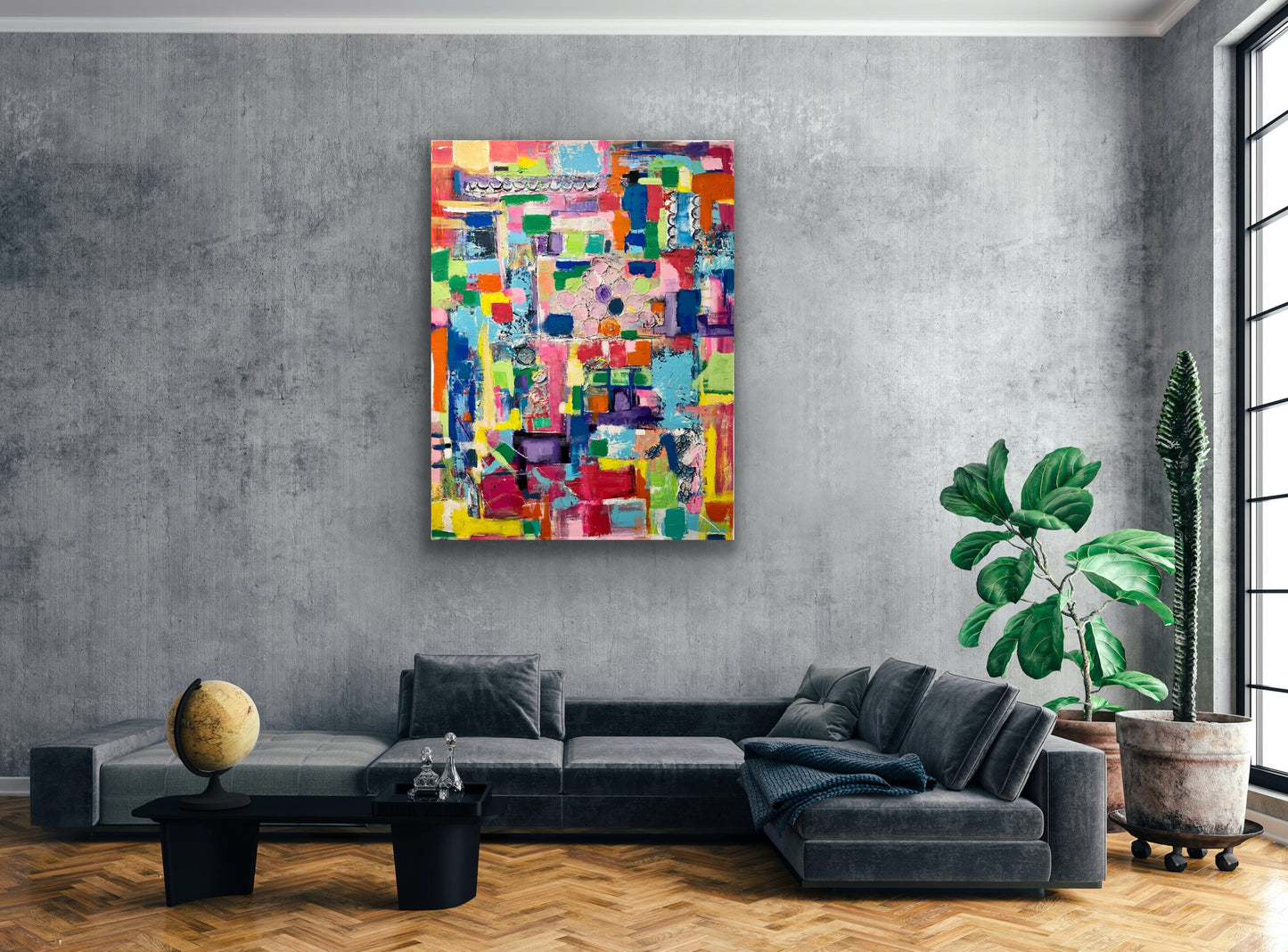Colorful Textured Abstract Painting Wall Art Resonance of Joy By Cindy Trestman Art work